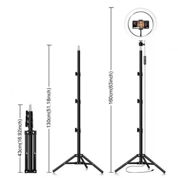 Işıklı Tripod Telefon Tutucu Ring Light RGB-26 - Resim 3