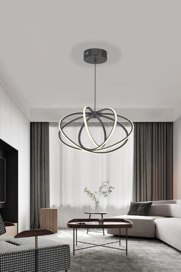 Eray Aydınlatma 923-4 Sarkıt 4lü Led Siyah Avize - Resim 2