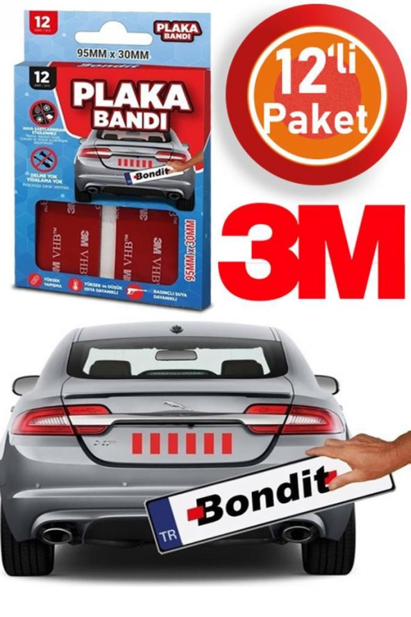 Bondit 3M Plakalık Yapıştırma Bandı VHB Çift Taraflı Bant 12 Adet ürün görseli 1
