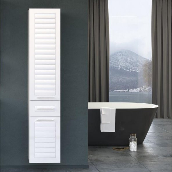 Orka Perge 35 cm Beyaz Banyo Boy Sepetli Çamaşır Dolabı ürün görseli 1