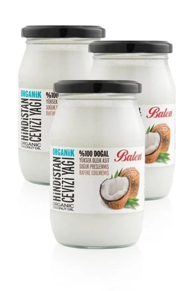 3 Kutu Organik Hindistan Cevizi Yağı 300 Gr. Soğuk Pres Orijinal Saf Organik Sertifikalı Top:900 Gr. ürün görseli 1