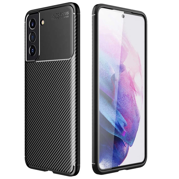 Galaxy S21 FE Kılıf Zore Negro Karbon Tasarım Silikon Kılıf ürün görseli 1