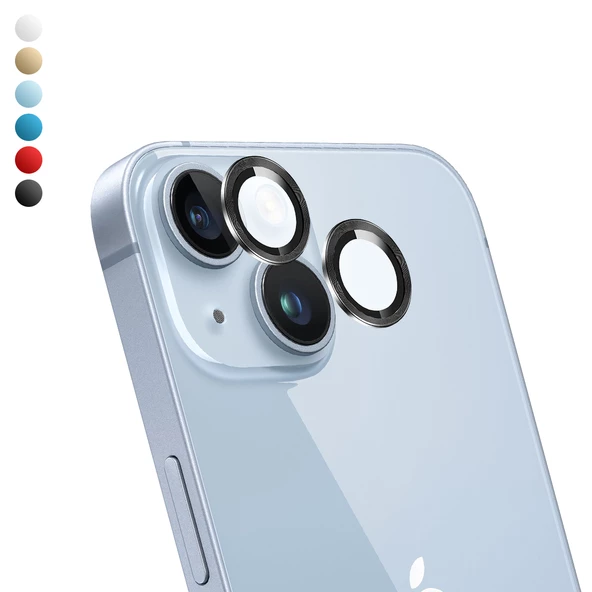 iPhone 14 / 14 Plus Kamera Lens Koruyucu Cam Metal Kenarlı 2li Set ürün görseli 1