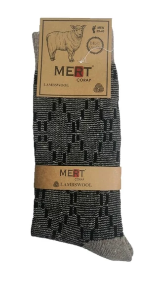 12 li Paket Mert Erkek Kışlık Yün Çorap Karışık Renk ürün görseli 1