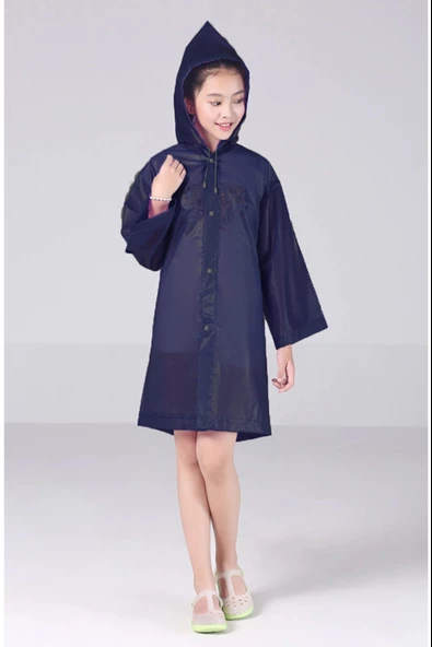 Eva Bordo Pratik Trend Çocuk Yağmurluğu Unisex 8- 12 Yaş  Lacivert Standart ürün görseli 1