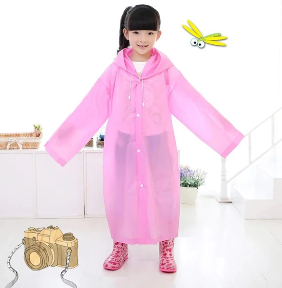Eva Bordo Pratik Trend Çocuk Yağmurluğu Unisex 8- 12 Yaş  Pembe Standart ürün görseli 1