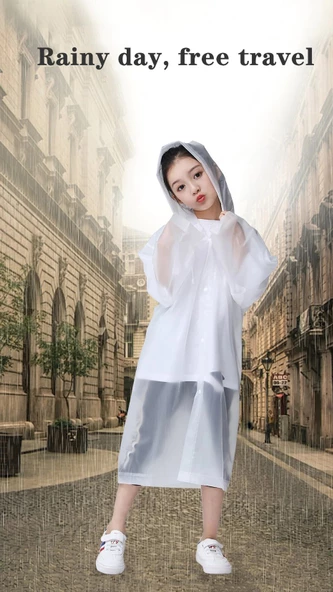 Eva Bordo Pratik Trend Çocuk Yağmurluğu Unisex 8- 12 Yaş  Beyaz Standart ürün görseli 1