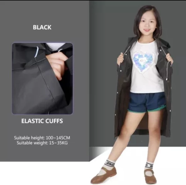 Eva Bordo Pratik Trend Çocuk Yağmurluğu Unisex 8- 12 Yaş  Siyah Standart ürün görseli 1