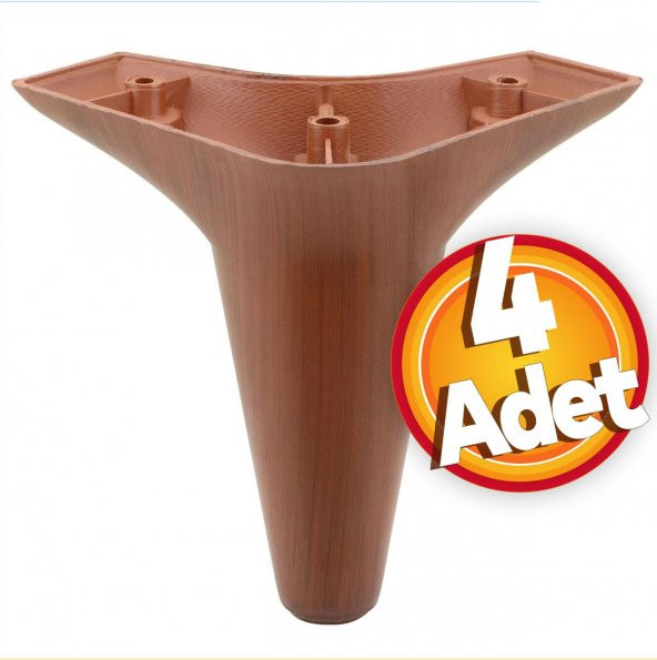 Mobilya Kanepe Sehpa Ünite Koltuk Ayağı Ahşap Desenli 12 cm Kahverengi Baza Ayak (4 ADET) ürün görseli 1