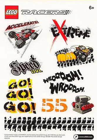 LEGO Racers 4530146 Sticker Sheet ürün görseli 1