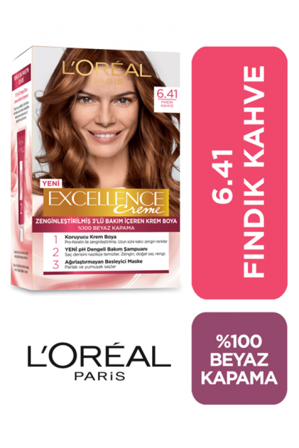 Loreal Excellence Kit Saç Boyası-6.41-fındık Kahve ürün görseli 1