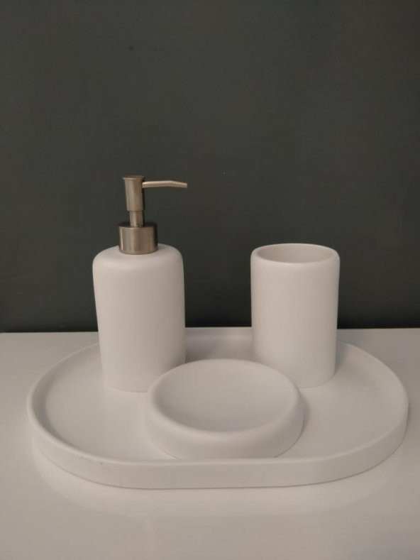 Selim Dekor 4 Parça Banyo Seti Victoria Beyaz ürün görseli 1
