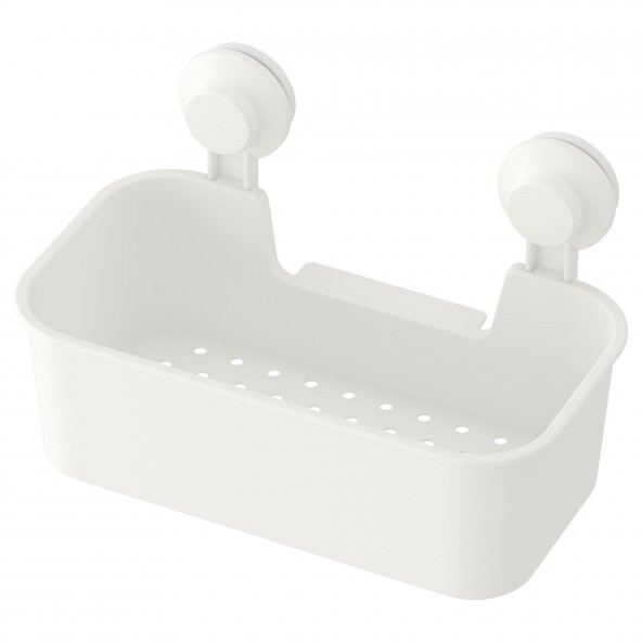 Beyaz Duş Sepeti Kare MeridyenDukkan Banyo Raf Vantuzlu Banyo Rafı 28x17x17 ürün görseli 1