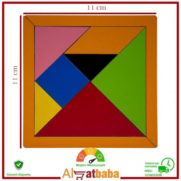 Ahşap Tangram. 7 Parça. 11 x 11 Cm. Eğitici ürün görseli 1