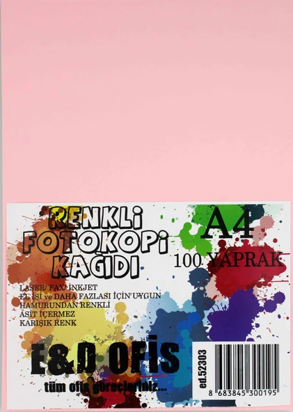 E&D Ofis A4 100 Yaprak 10 Renk Karışık Renkli Fotokopi Kağıdı / 53303 ürün görseli 1
