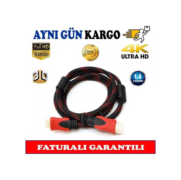 15 Metre Hdmi Kablo Örgülü Altin Uçlu Yüksek Kalite ürün görseli 1