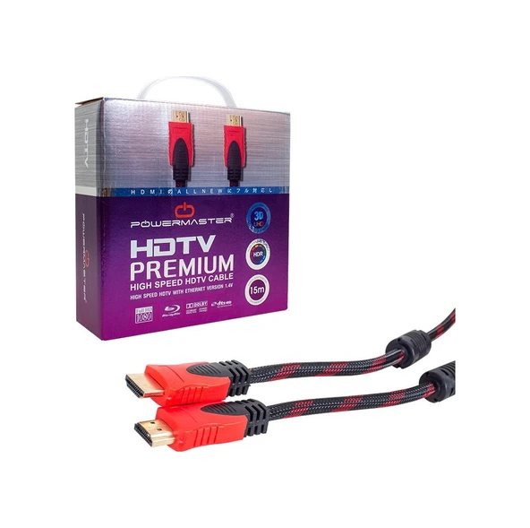 Powermaster 15 Metre Hdmi Kablo Örgülü 3D Hd Kablo ürün görseli 1