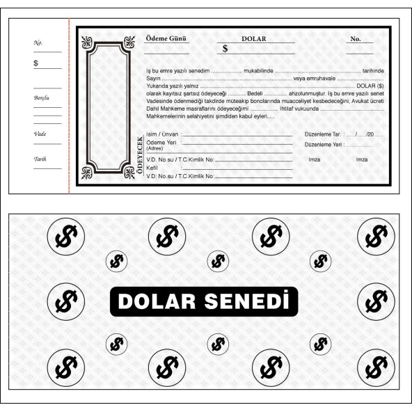 Jokey Kırtasiye DOLAR Senet Karnesi (1.Koçan / 50yaprak) ürün görseli 1
