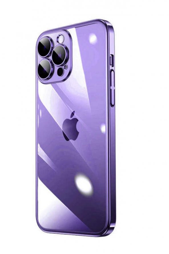 Apple iPhone 14 Pro Max Kılıf Kamera Korumalı Şeffaf Renkli Çerçeveli Sert PC Lüx Kapak ürün görseli 1
