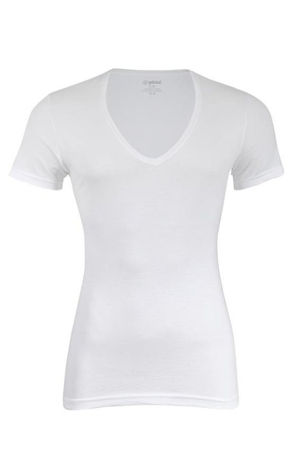 6 Adet Yıldız Erkek Likralı Derin V Yaka T-Shirt Fanila Beyaz 355 ürün görseli 1
