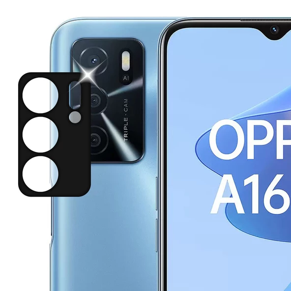 Oppo A16 Kamera Lens Koruyucu 3D Cam Siyah ürün görseli 1