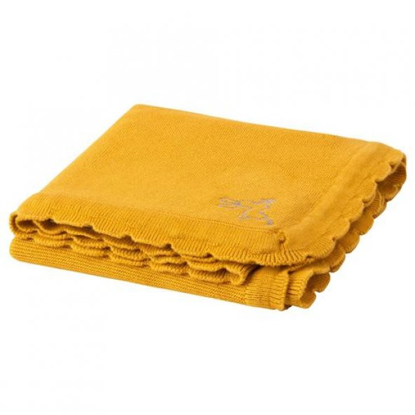 Bebek Battaniyesi 70x90 Cm MeridyenDukkan Koyu Sarı -Pamuklu Bebe Battaniye ürün görseli 1