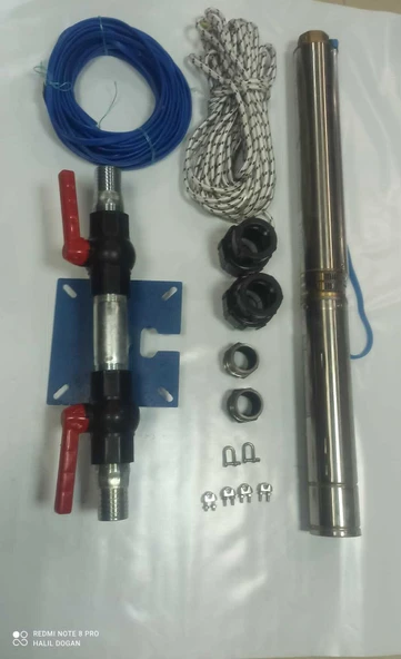 4SD6/8 1 HP ALARKO TRİFAZE 35 MT YASSI KABLOLU  70 MT HALATLI ÇİFT VANALI AKITMA BAŞLIKLI TAKIM DALGIÇ POMPA ürün görseli 1