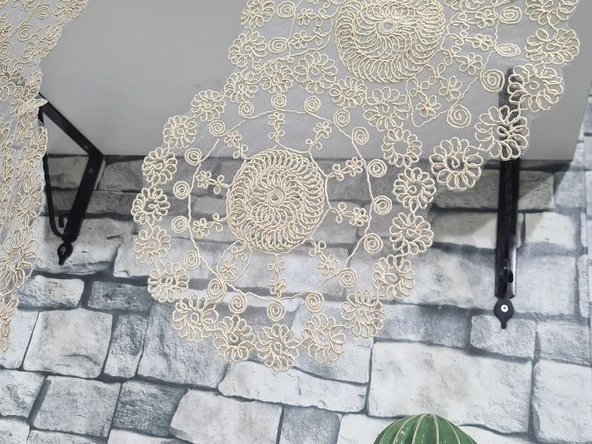 Çiçek Kordonlu 5 Parça Salon Takımı Cappucino - Resim 3