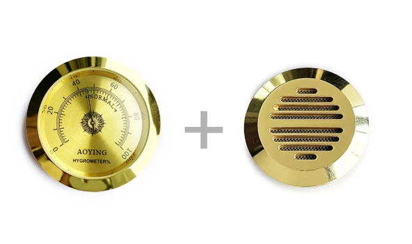 Metal Humidor Higrometresi ve Nemlendirici Haznesi Seti 50+43mm ürün görseli 1
