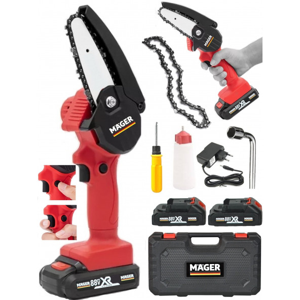 Mager Alman 88 V 10 Ah Şarjlı Dal Budama Testere Bıçkı Makinesi Yedek Zincirli Çift Akülü ürün görseli 1