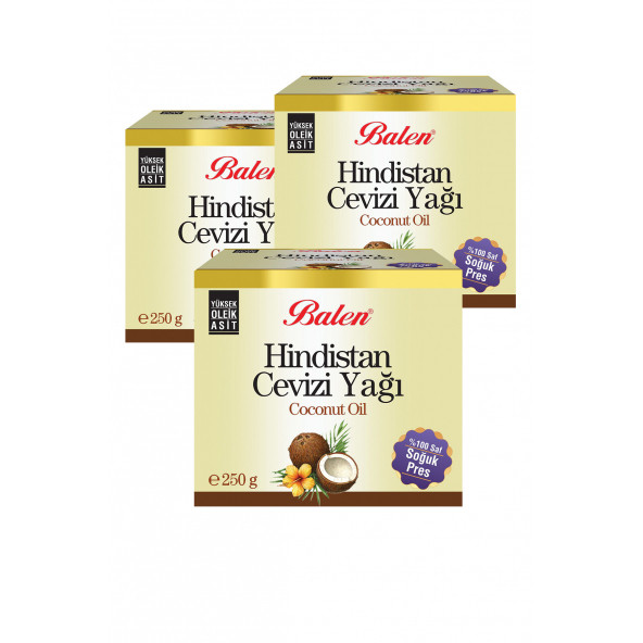 3 Kutu Balen Hindistan Cevizi Yağı 250 Gr Coconut Oil Soğuk Pres Yenilebilir ürün görseli 1