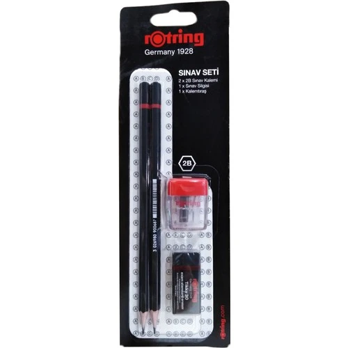 Rotring Blister 2B Sınav Kurşun Kalemi + Silgi + Kalemtıraş ürün görseli 1