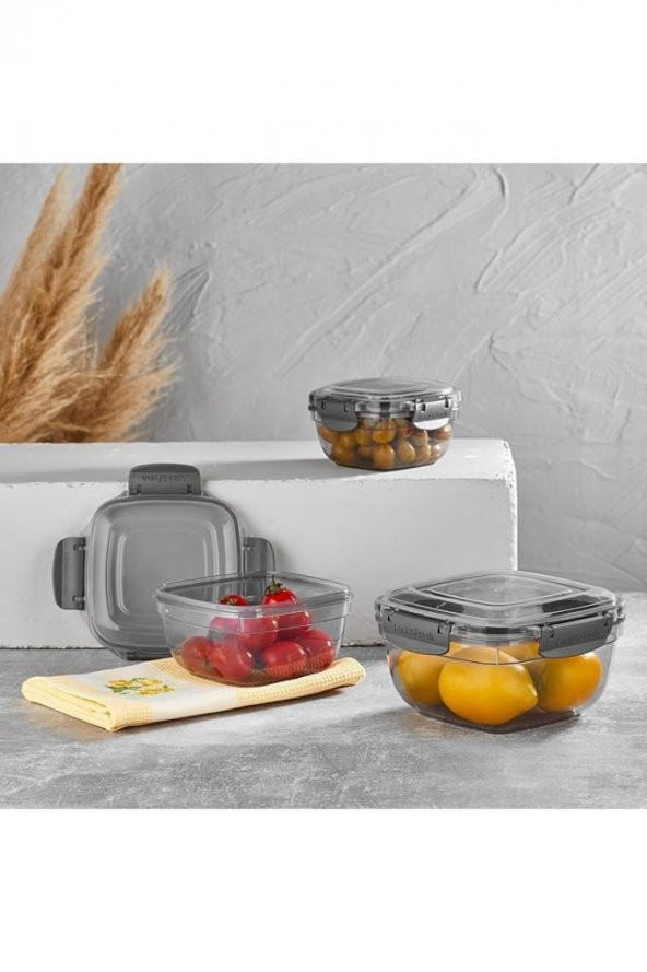 Rossel Premium Vip Ahmet Kumsal Kare Saklama Kabı 3lü Set Şeffaf Füme VP-022 ürün görseli 1