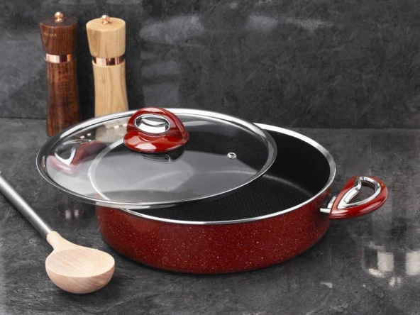 Taç Granit Teflon Basık Tencere 20 Cm - Resim 2