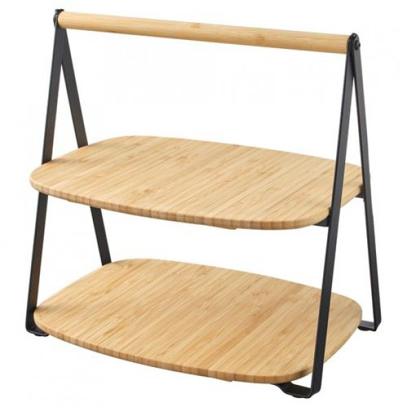 Bambu Servis-Sunum Standı 28x20 Cm Meridyen Dukkan Siyah Renk Stand İkramlık Tabla Bambu ürün görseli 1