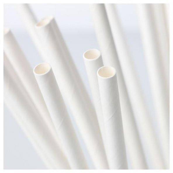 100 Lü Beyaz Kağıt Pipet MeridyenDukkan 100 Adet Kağıt Pipet maks. 70°C sıcaklık ürün görseli 1