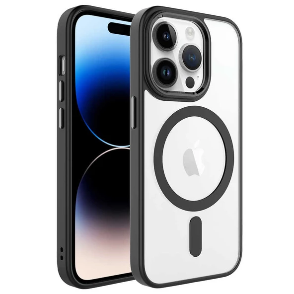 Gpack Apple iPhone 14 Pro Max Kılıf Wireless Şarj Özellikli Buttom Magsafe Silikon Kapak ürün görseli 1