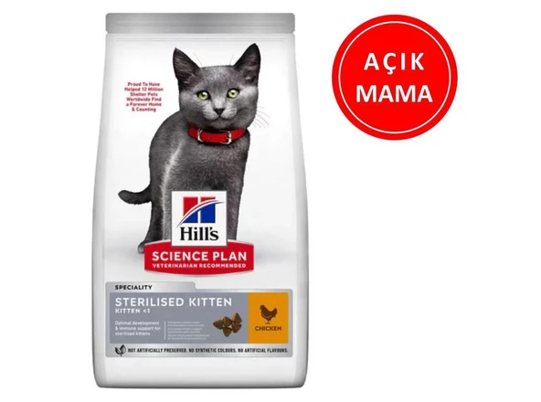 Hills Sterilised Kitten Tavuklu Kısırlaştırılmış Yavru Kedi Maması 1 Kg AÇIK ürün görseli 1