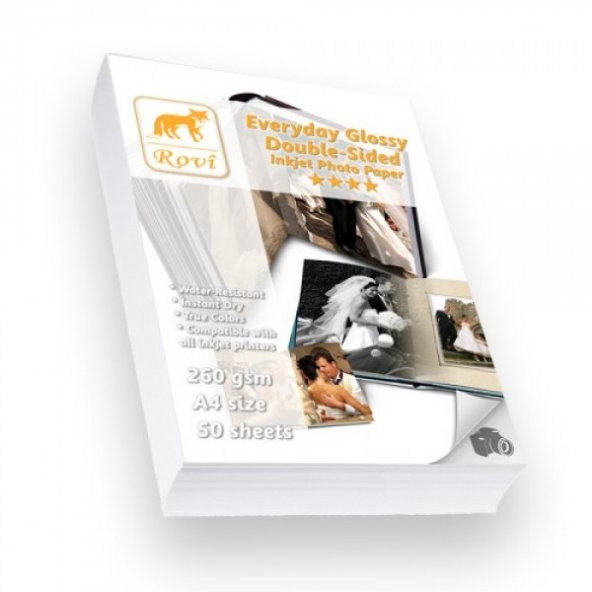 Fotoğraf Kağıdı (Rovi) Everyday Parlak Çift Taraflı 260gsm A4 50yp ürün görseli 1