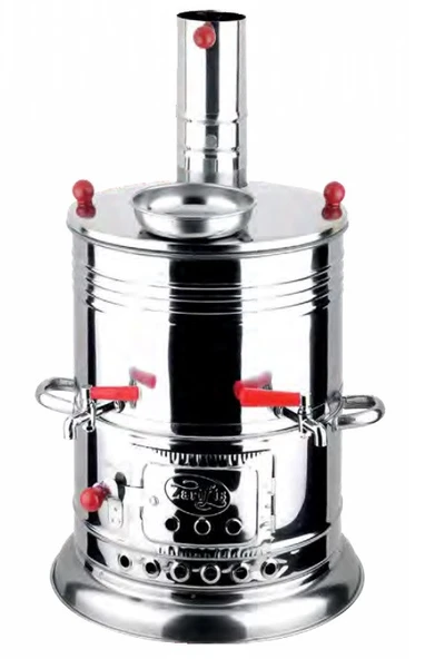 Zarif İş 8 L Çift Musluklu Odunlu Semaver Inox ürün görseli 1