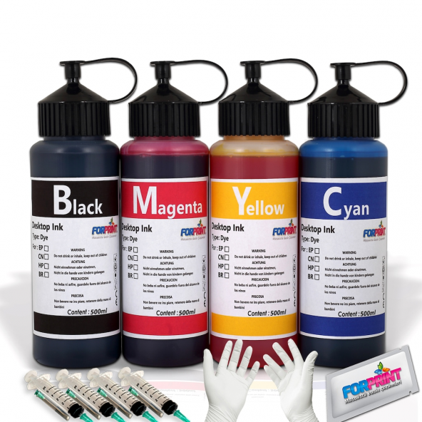 Canon G1400 Canon G2400 Canon G3400- GI 490 Yazıcılar için uyumlu 4x500ml mürekkep ürün görseli 1