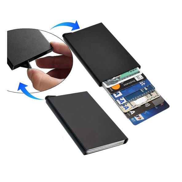 Minimalist Secrid Otomatik Mekanizmalı Metal Kredi Kartlık RFID Korumalı ürün görseli 1