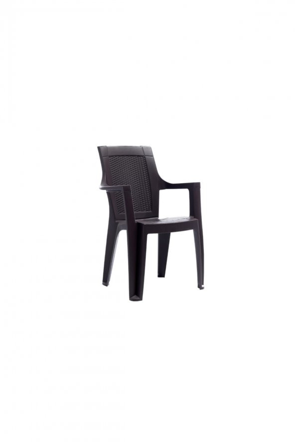 4 adet Rattan Elegance Koltuk koyu acı Kahve plastik sandalye bahçe balkon ürün görseli 1