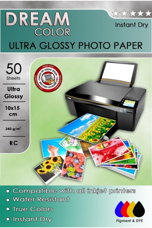 Epson L3250 L1250 L3210 L3211 L3251 Fotoğraf Kağıdı Parlak, 10x15, 50yp, 240gr ürün görseli 1