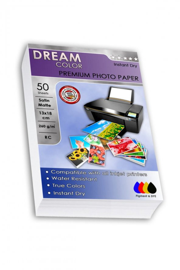 Epson L3250 L1250 L3210 L3211 L3251 Premium Satin Mat 13x18 Fotoğraf Kağıdı 260 Gr, 50 Yaprak ürün görseli 1