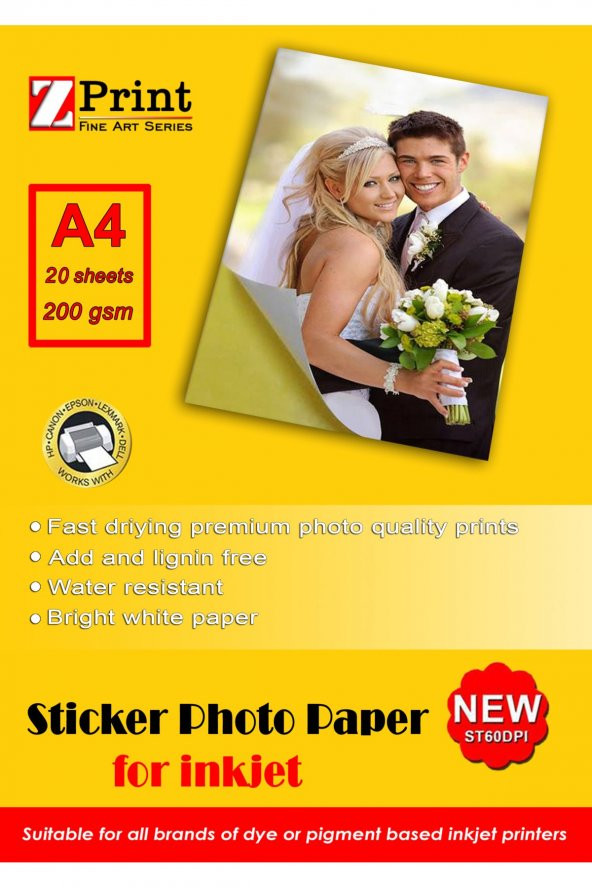Canon G3415 Yapışkanlı Sticker Fotoğraf Kağıdı 200 Gr A4 20 Yaprak ürün görseli 1