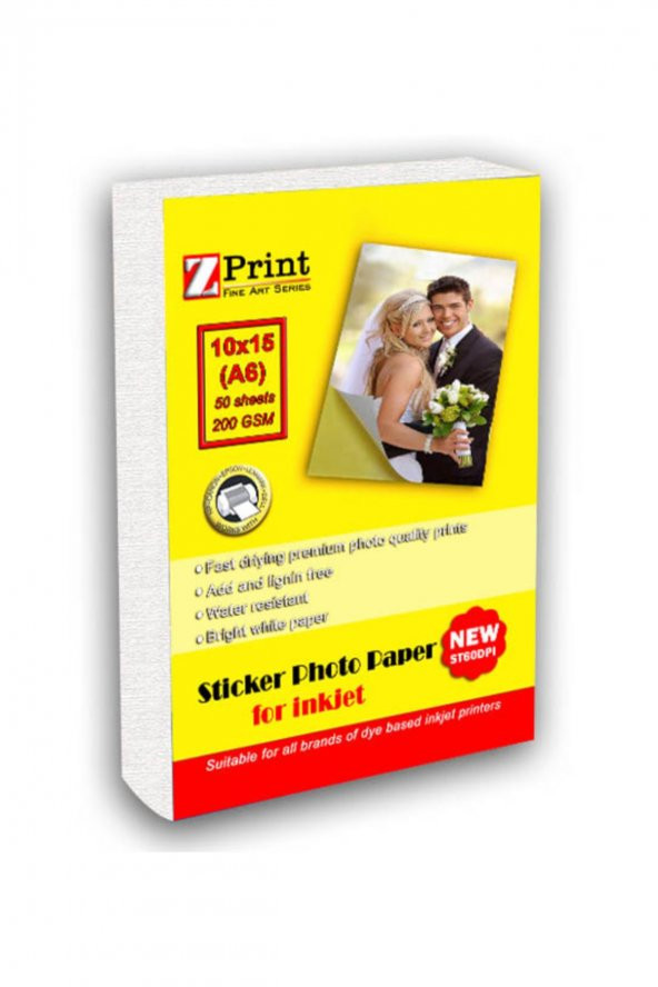 Yazıcılar Için Yapışkanlı Sticker Fotoğraf Kağıdı 10x15 50 Yaprak Parlak 200 Gr ürün görseli 1