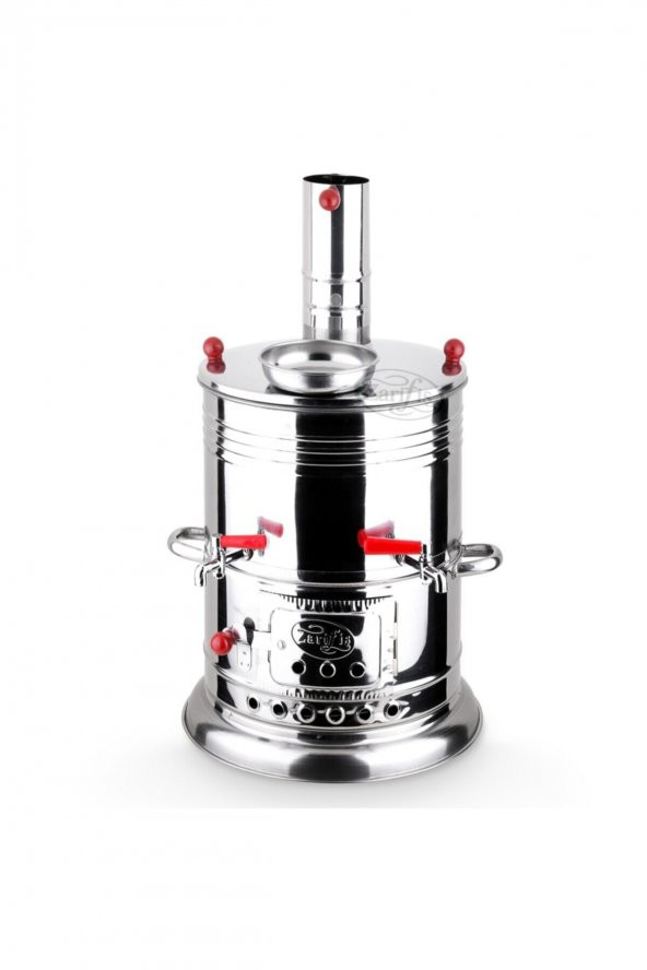 Çift Musluklu Çelik Piknik Semaveri Odunlu Semaver Kömürlü Semaver 8 Litre ürün görseli 1