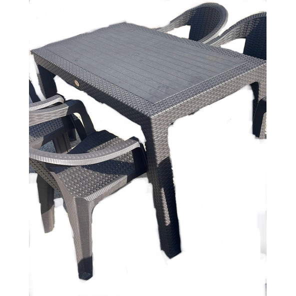 4 adet rattan efektli plastik sandalye 70x120 rattan efektli sandalye takımı balkon bahçe ürün görseli 1