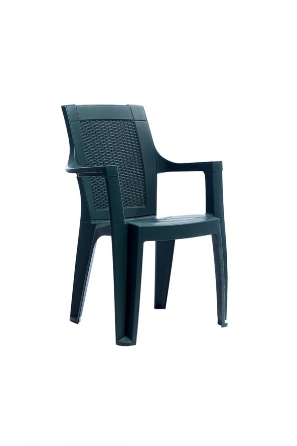 4 adet Elegance Rattan Plastik Koltuk Bahçe Sandalyesi -petrol  Yeşili koyu yeşil ürün görseli 1
